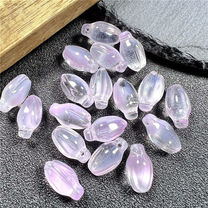 Czech Glass Beads Small Flower Bud 15mm Imitation White Jade 50pcs 8