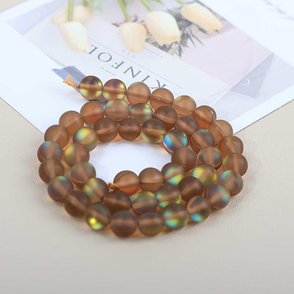 Mermaid Round Glass Beads 6mm Matte Pastel Jewel Tones 40pcs 53