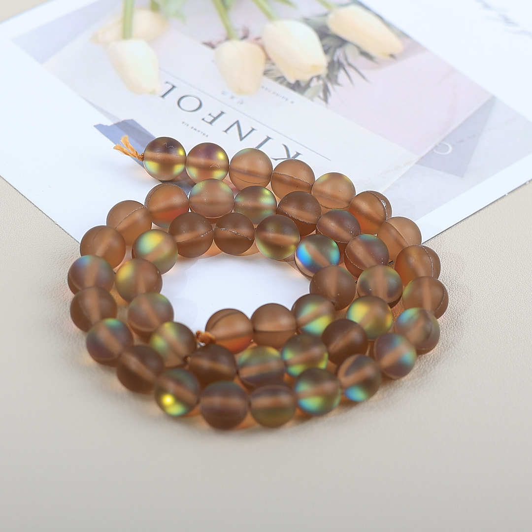 Mermaid Round Glass Beads 6mm Matte Pastel Jewel Tones 40pcs 53