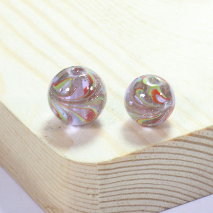 Lampwork Glass Beads Round 12/14mm Transparent Phoenix Tail Gold Foil 5pcs 7