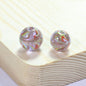 Lampwork Glass Beads Round 12/14mm Transparent Phoenix Tail Gold Foil 5pcs 7
