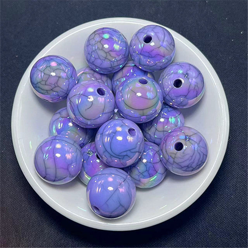 Plated Round Acrylic Beads 16mm UV Crackle Imitation 100pcs 8