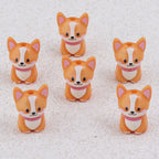 Painted 3D Corgi Acrylic Beads 16x23mm Colorful Mixed 10pcs 10