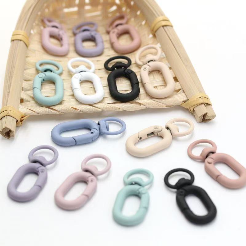 Rubberized Morandi Color Zinc Alloy Swivel Buckle Keychain Clasps 20pcs