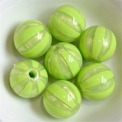 Shimmer Striped Acrylic Beads 16mm Colorful Glossy 100pcs 19