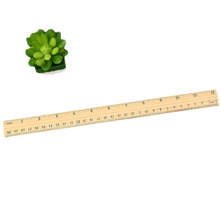 Natural Wood Measuring Rulers Smooth Grain 15cm 20cm 30cm 10pcs 5