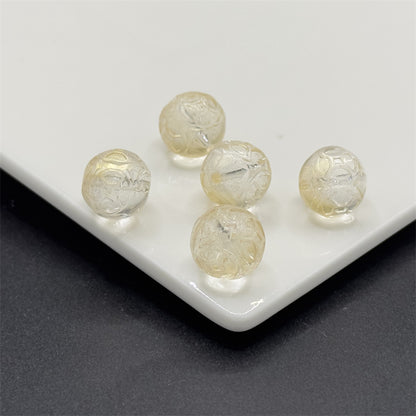 Czech Glass Beads Round 12mm Textured Translucent Red Pink 100pcs 6