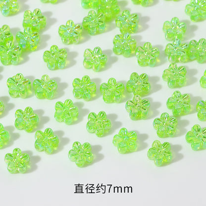 Plating AB Colored Floret Resin Beads 7mm Transparent 100pcs 13