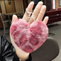 Plush Leopard Pom Pom Heart Keychain Soft Faux Fur 13cm 2pcs 14