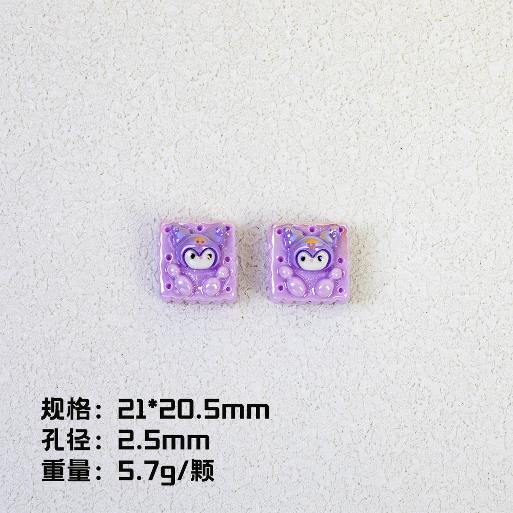 Cartoon Square Resin Beads 20mm Glossy Colorful 10pcs 7