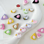 Baking Painted Duck and Strawberry Cake Metal Beads 13/10mm 20pcs 2