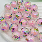 Plating Acrylic Beads 16mm Barbie Printed Colorful Mixed 50pcs 7