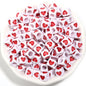 Square Acrylic Beads 6.7mm Glossy Dripping Oil Love Design 100pcs 15
