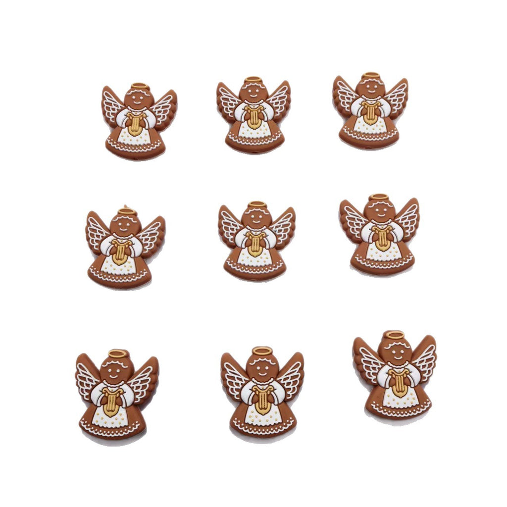 Silicone Focal Beads Gingerbread Man Angel White Wings 20pcs 5