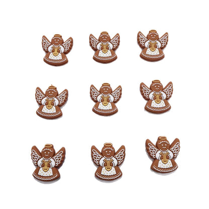 Silicone Focal Beads Gingerbread Man Angel White Wings 20pcs 5