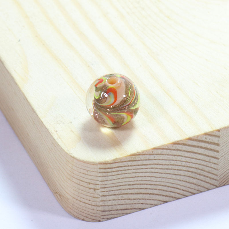 Lampwork Glass Beads Round 12/14mm Transparent Phoenix Tail Gold Foil 5pcs 13