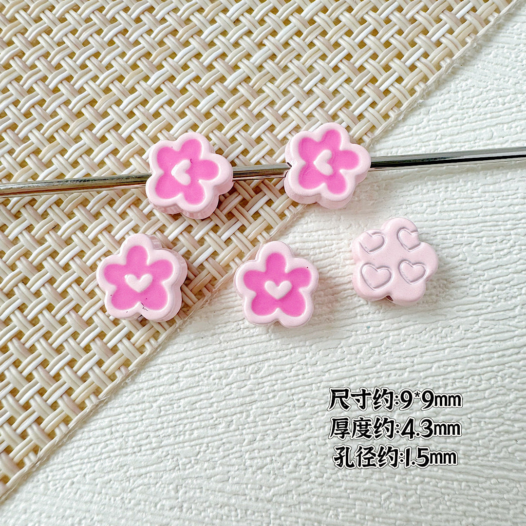 Spoon and Flower Metal Beads 15mm and 9mm Baking Painted 20pcs 17