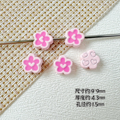 Spoon and Flower Metal Beads 15mm and 9mm Baking Painted 20pcs 17