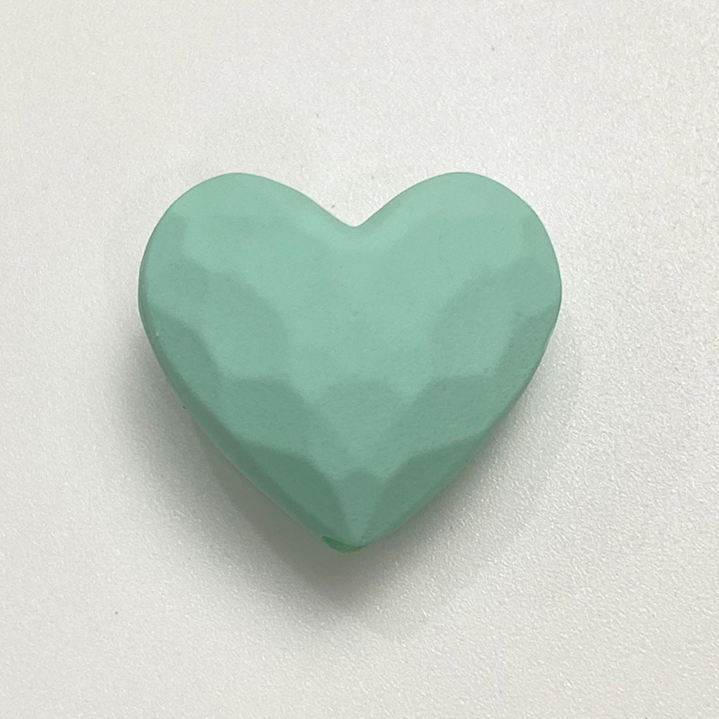 Rubberized Spray Painted Faceted Heart Acrylic Beads 19mm 50pcs 6