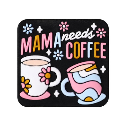 Silicone Focal Beads Mom Alphabet Cheerful Sunflower Black Background 20pcs 5