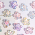 Plating Irregular Five-petal Flower Acrylic Beads 17mm Clear 20pcs