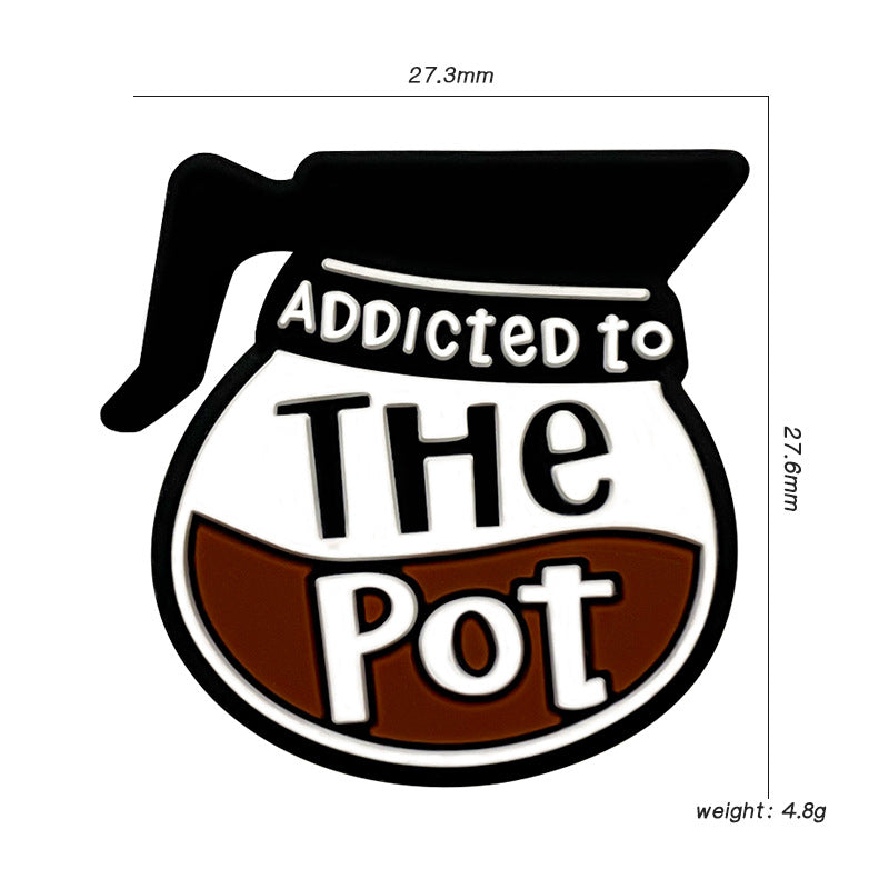 Silicone Focal Beads Coffee Pot Addicted To The Pot Text Design 20pcs 2