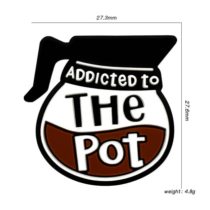 Silicone Focal Beads Coffee Pot Addicted To The Pot Text Design 20pcs 2