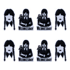 Silicone Focal Beads Wednesday Girl Bold Black and White 20pcs