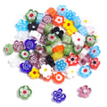 Multi Shaped Millefiori Glass Beads 7-11mm Colorful Glossy 20pcs 6