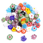 Multi Shaped Millefiori Glass Beads 7-11mm Colorful Glossy 20pcs 6