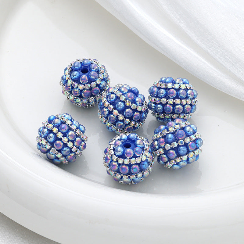 Embellished Bubblegum Beads 20mm Pearl Wrapped with Rhinestone Chain 4pcs 9