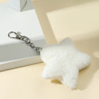 Plush Star Keychain Five-Pointed Soft Fuzzy Pink Charm 4