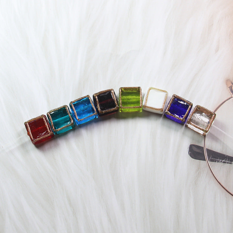 Lampwork Glass Beads Square 12mm Transparent Filigree 20pcs 2