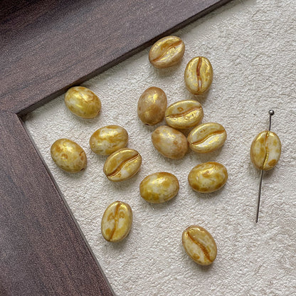 Vintage Czech Coffee Bean Lampwork Glass Beads 8x11mm 10pcs 8