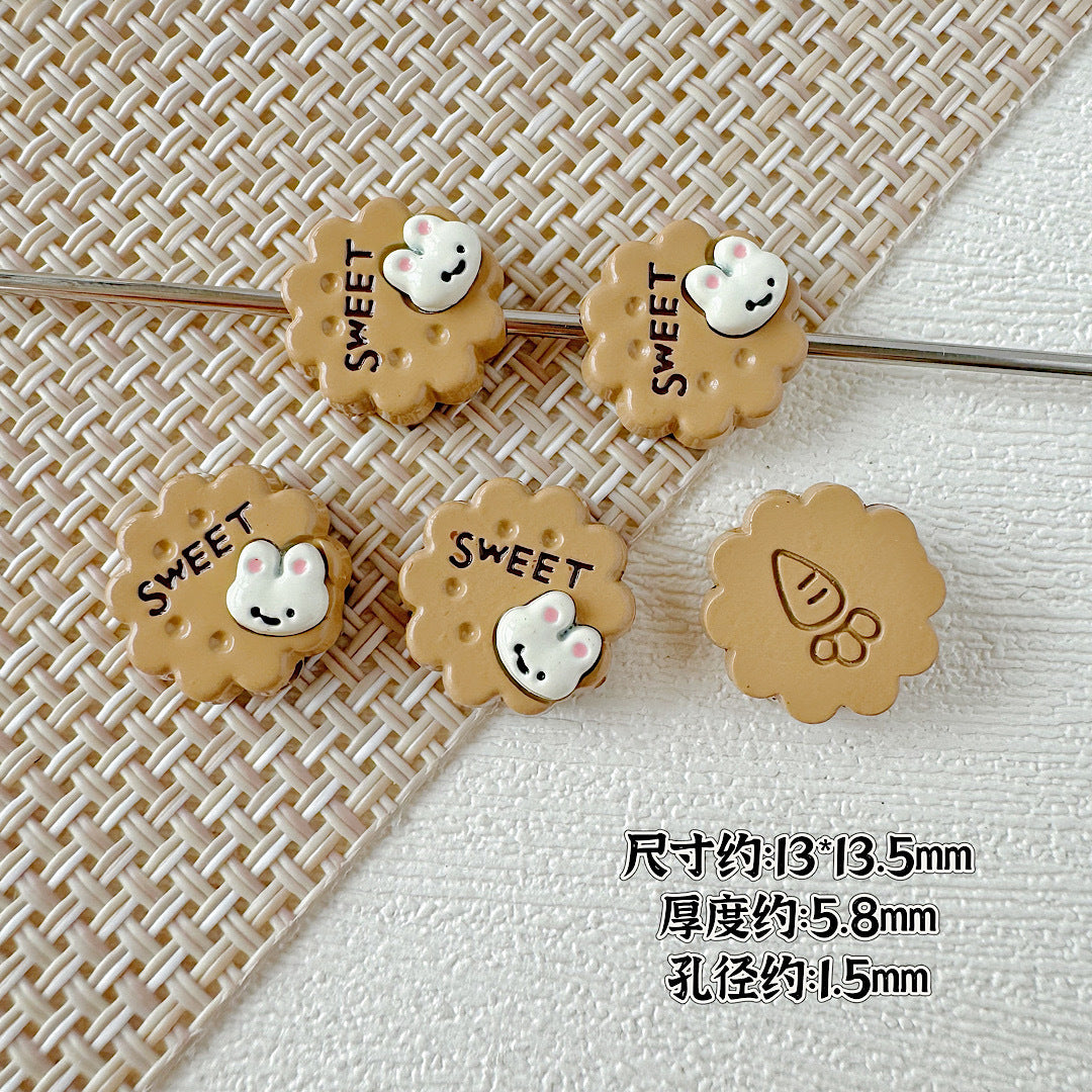 Disc Metal Beads 13mm Baking Painted Rabbit and Flower Alloy 10pcs 13