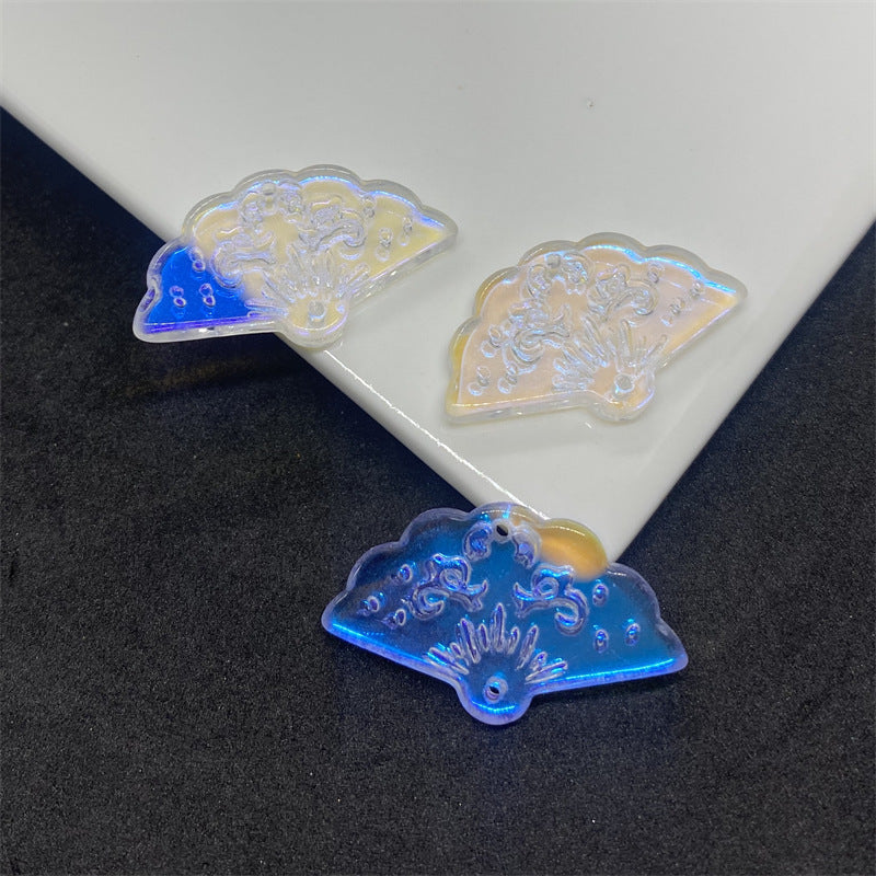 Czech Glass Beads Fan 20x35mm Transparent Mixed Colors 100pcs 9