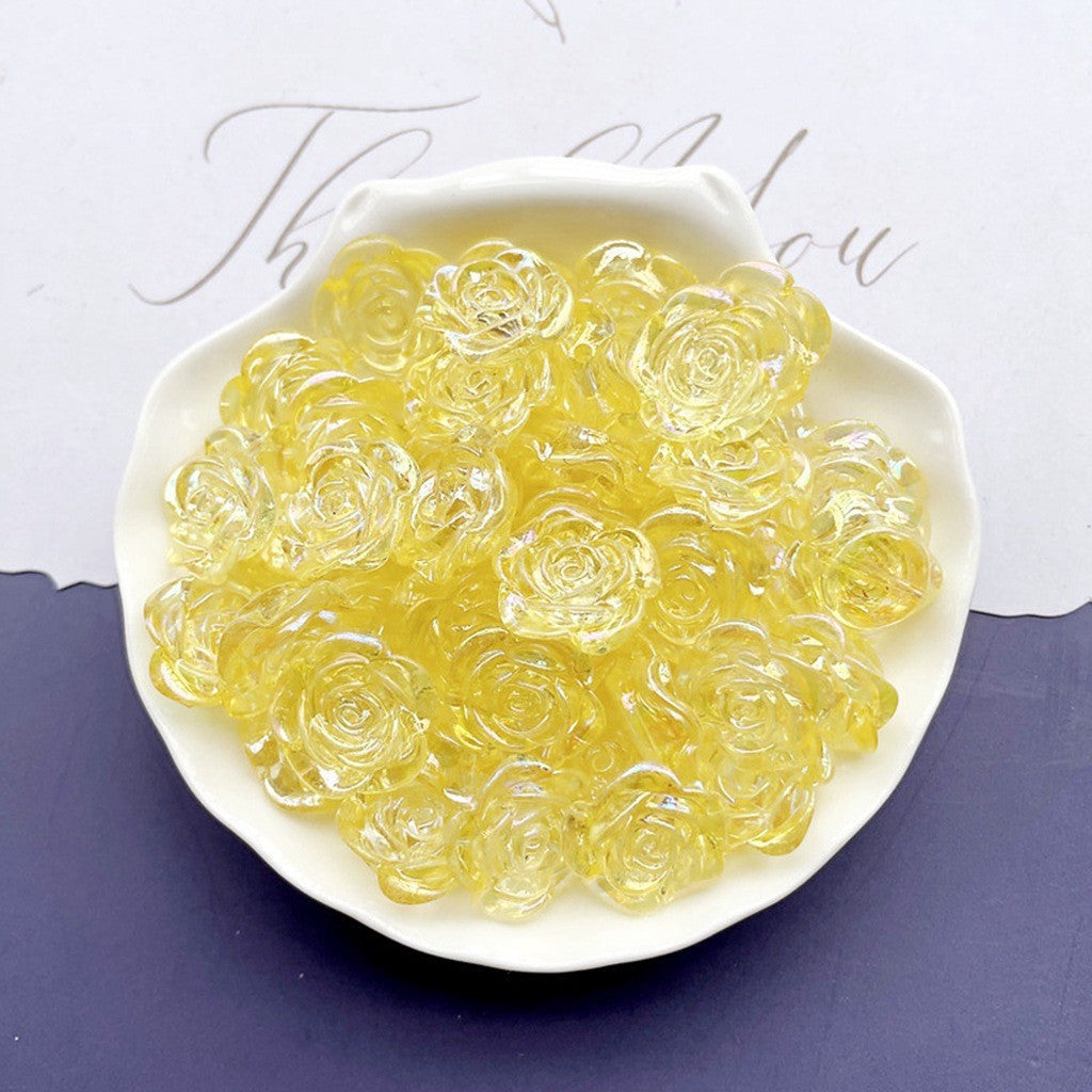 Transparent Camellia Acrylic Beads 12mm 19mm Iridescent AB 50pcs 10