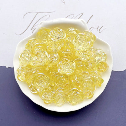 Transparent Camellia Acrylic Beads 12mm 19mm Iridescent AB 50pcs 10
