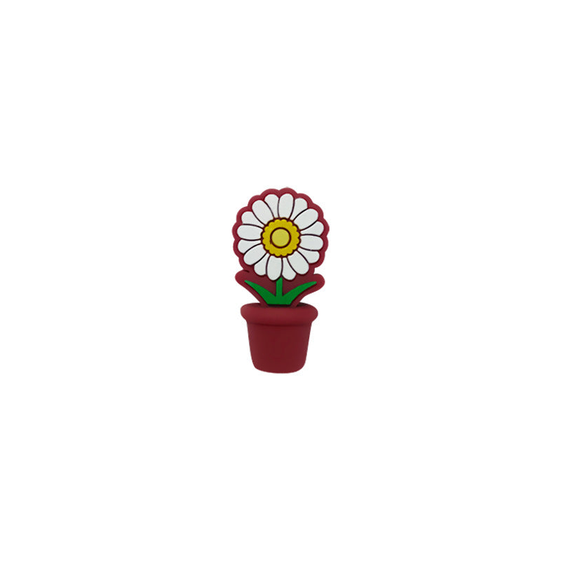Silicone 3D Focal Beads Potted Daisy Holding Pot 20pcs 8