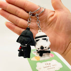 PVC Samurai Keychain Soft Rubber Cartoon Helmet Black and White