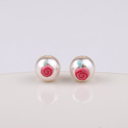 Hand Painted Acrylic Beads 12mm Enamel Cartoon Motifs 10pcs 15