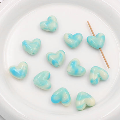 Marble Texture Heart Acrylic Beads 17mm Gradient Color Mixed 40pcs 10