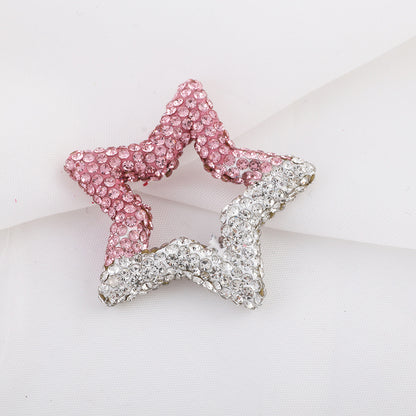 Shimmer Hollow Heart Frame Polymer Clay Rhinestone Beads 32mm 6pcs 24