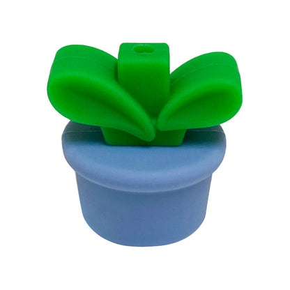 Silicone 3D Focal Beads Flowerpot Grass With Leaf Cluster 20pcs 13