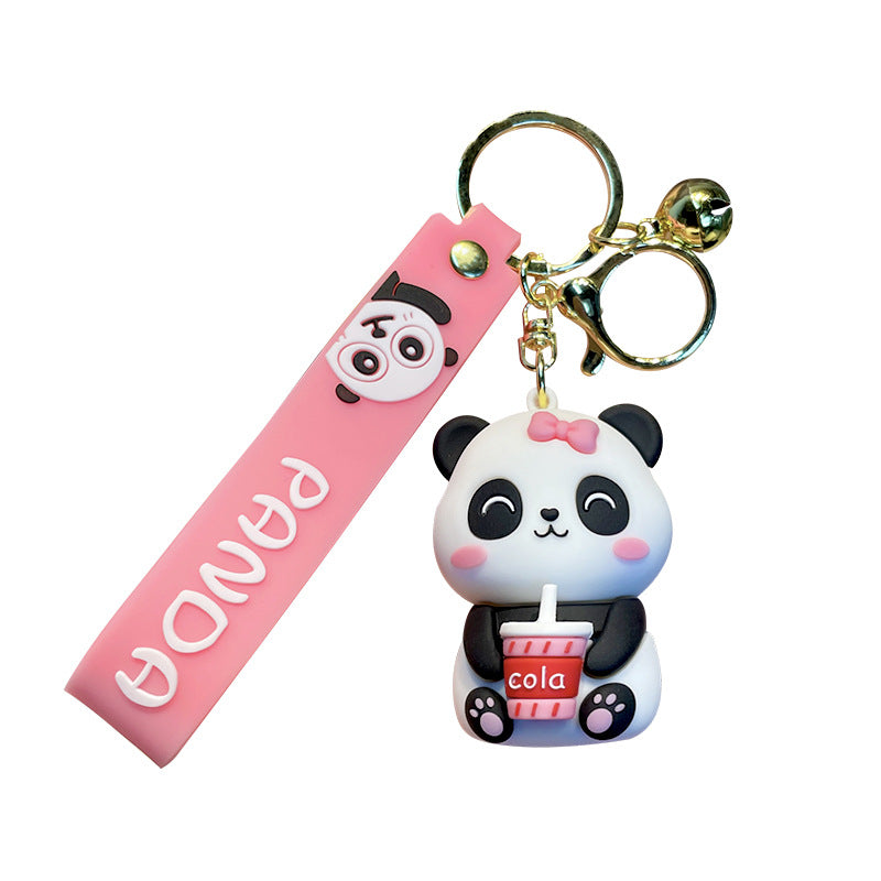 Cartoon Panda Keychain Cute PVC Material Playful Charm 5