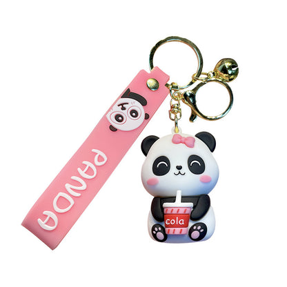 Cartoon Panda Keychain Cute PVC Material Playful Charm 5
