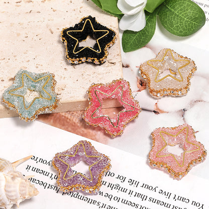 Hollow Star Rhinestone Beads 31mm Pastel Pave Gold Edges 10pcs 4