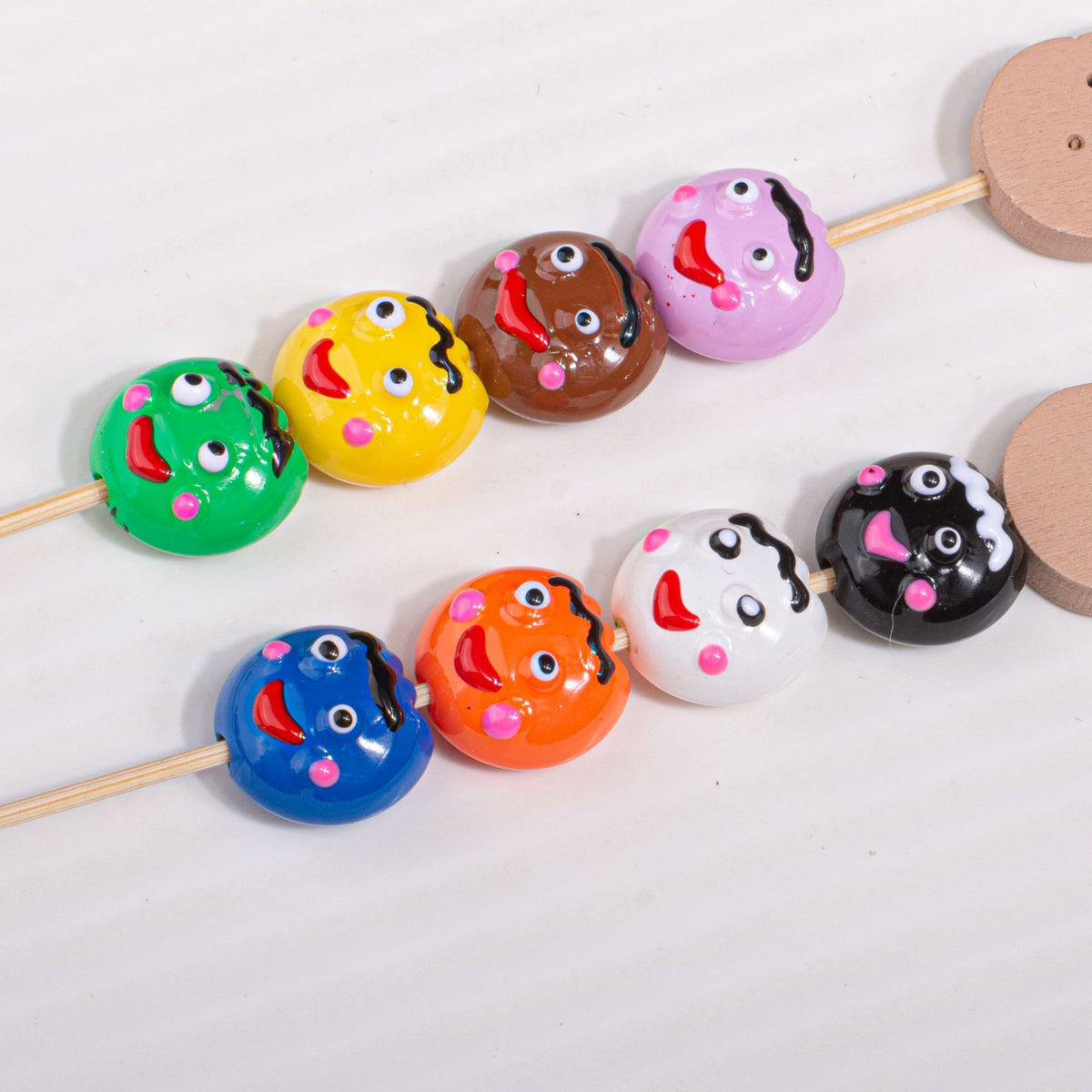 Hand Painted Emoji Acrylic Beads 15mm Colorful Funny 10pcs 5