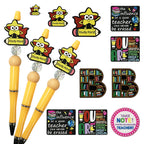 Silicone Focal Beads Alphabet Learning Series Star Mascot Holding Pencil 20pcs