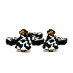 Silicone Focal Beads Christmas Tree Cow Print with Mustard Star 20pcs 3